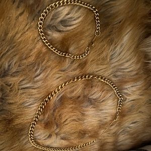 Gold Cuban Link Chain and Bracelet